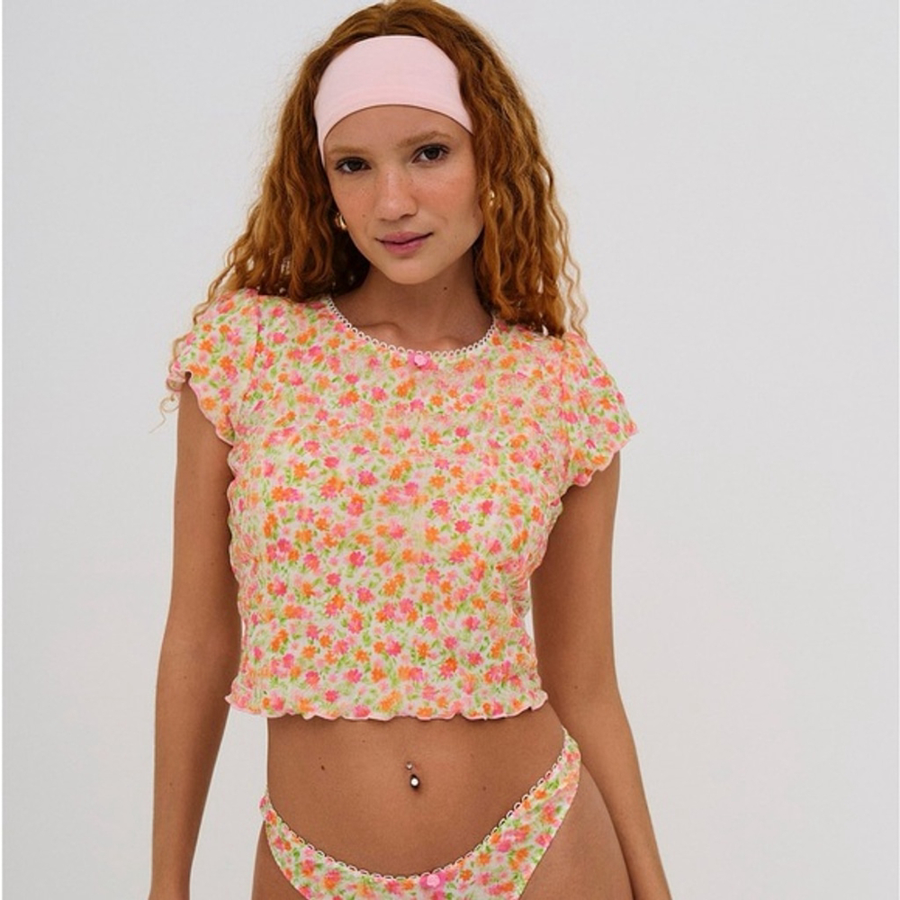 For Love and Lemons Giselle short sleeve baby top
